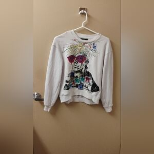Katya Dobryakova Rare Andy Warhol Embroidered Sweatshirt Sz M
